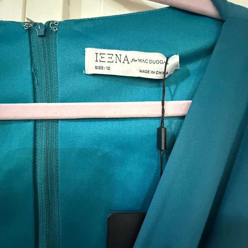 NWT |Mac Duggal 26727 Ocean Blue Jersey Puff Sleeve Cut Out Gown Size 12 - Picture 6 of 12